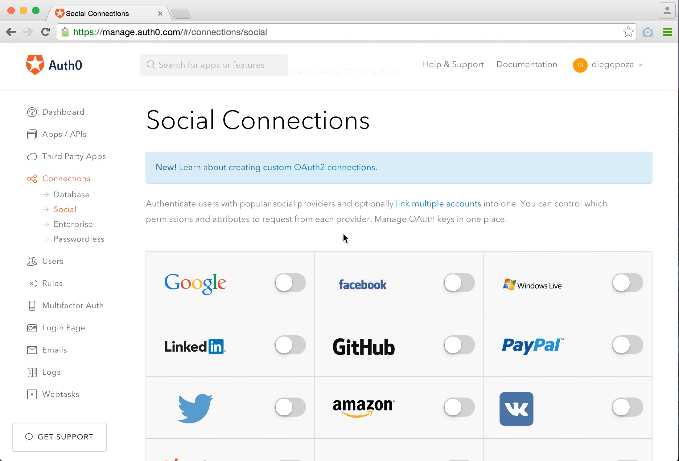 Ativação do Login social em suas aplicações