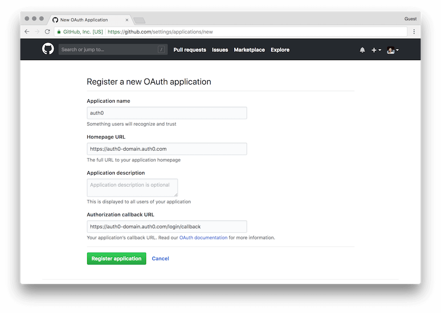 Connect your app to GitHub 