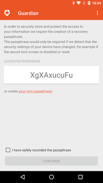 Android Passphrase Example