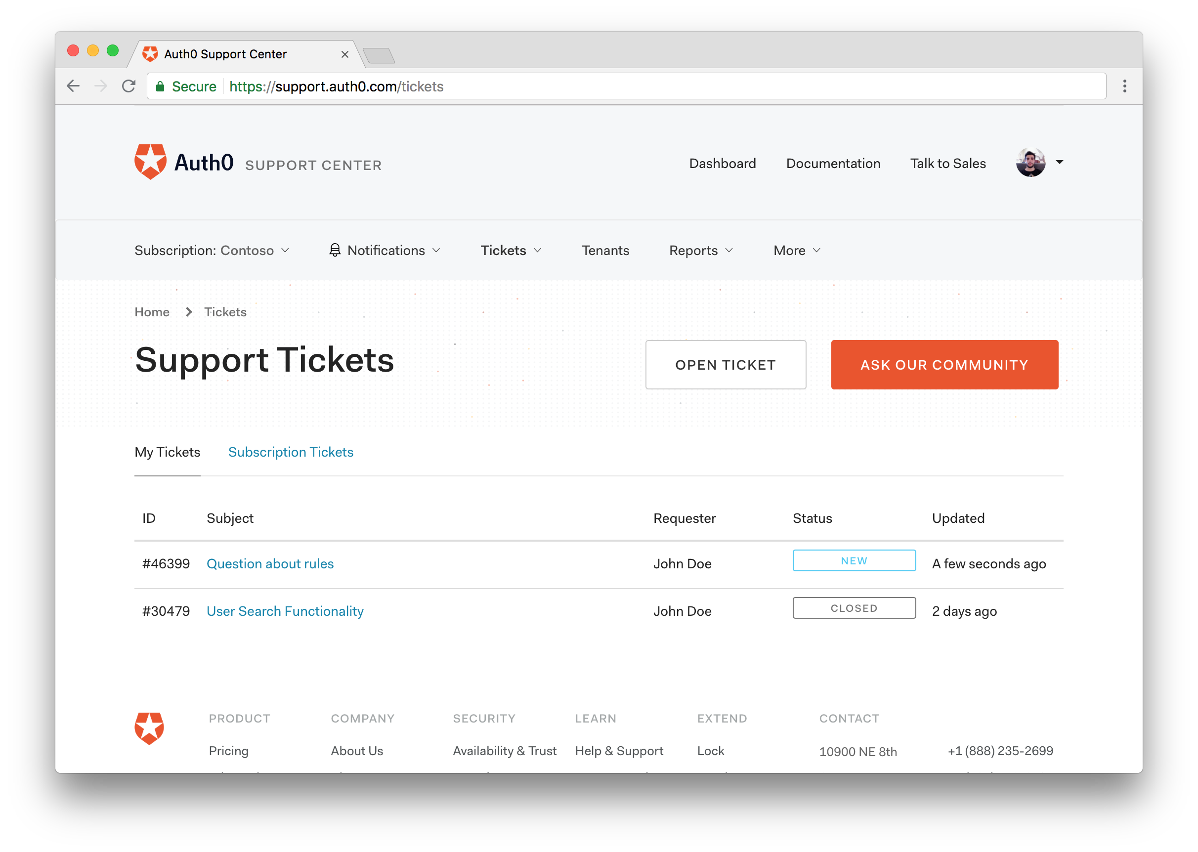 Open and Manage Support Tickets